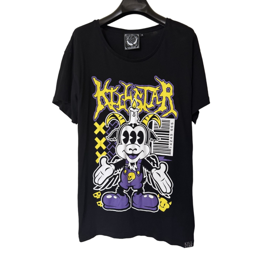Killstar Women’s Unisex Black Purple Technomet Graphic Short Sleeve Shirt Sz S